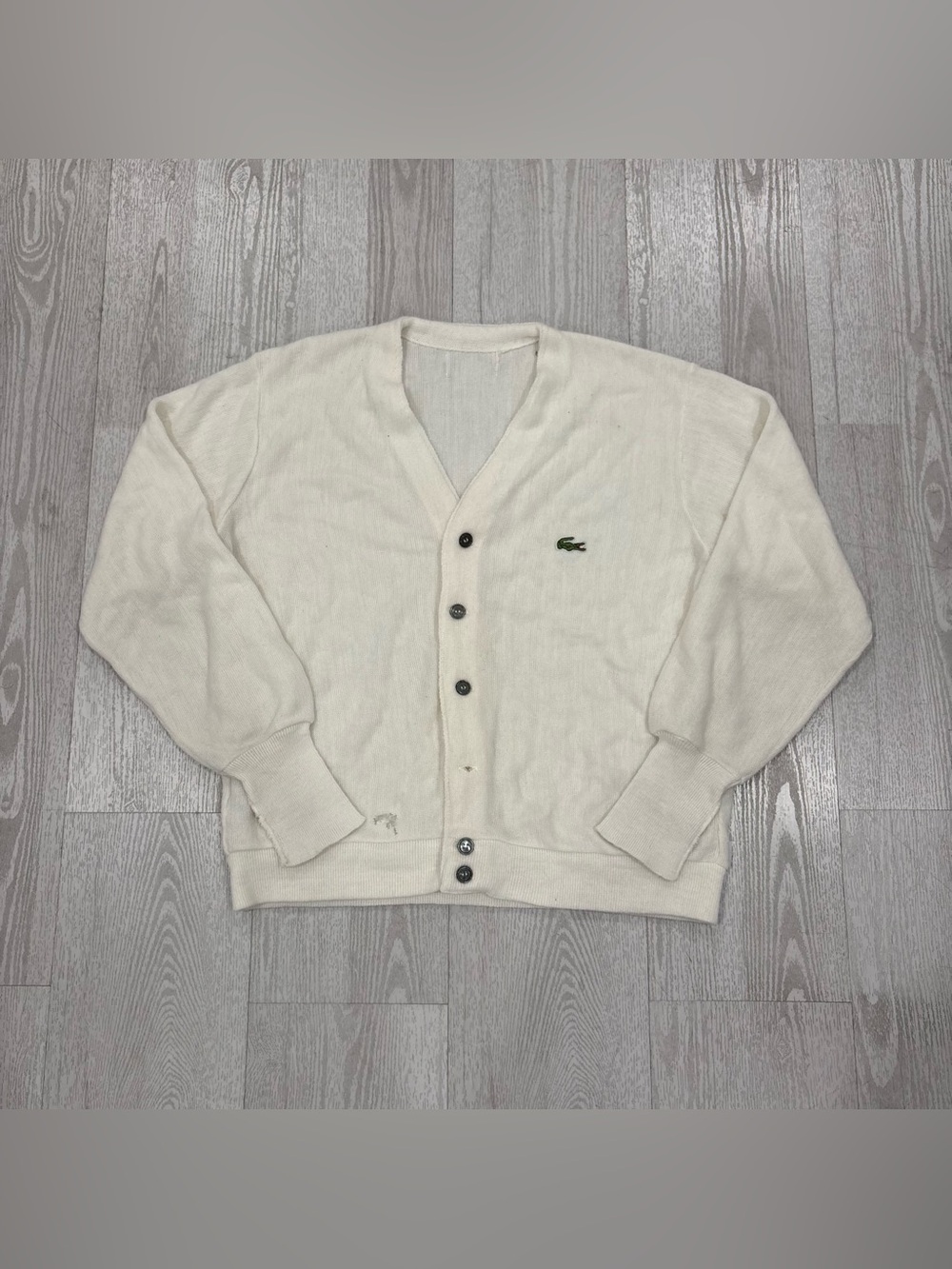Vintage Izod Lacoste Knit Cardigan (White / Cream) NO TAG check measurements.